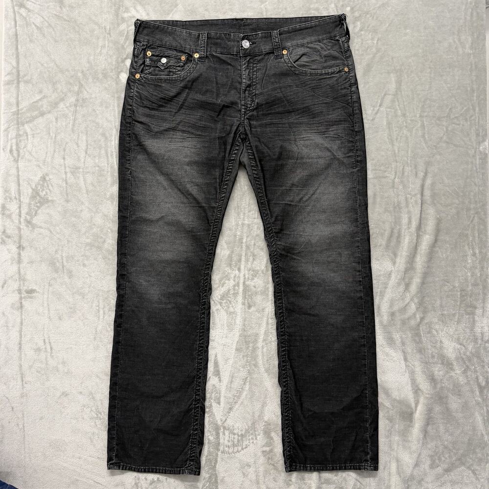 True Religion Ricky Corduroy 38x34 (Fits 40x32) Straight Leg Black Jeans Men